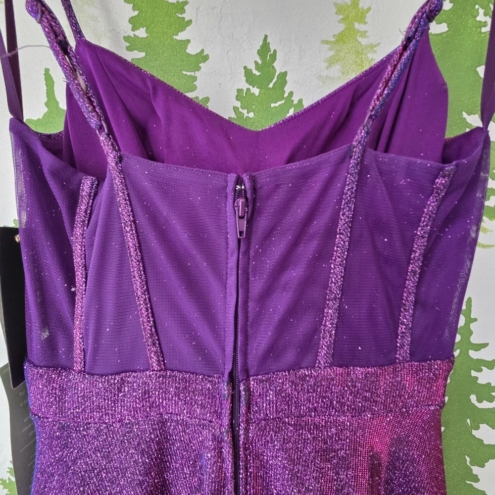 Elegant A-line Purple Glitter Dress